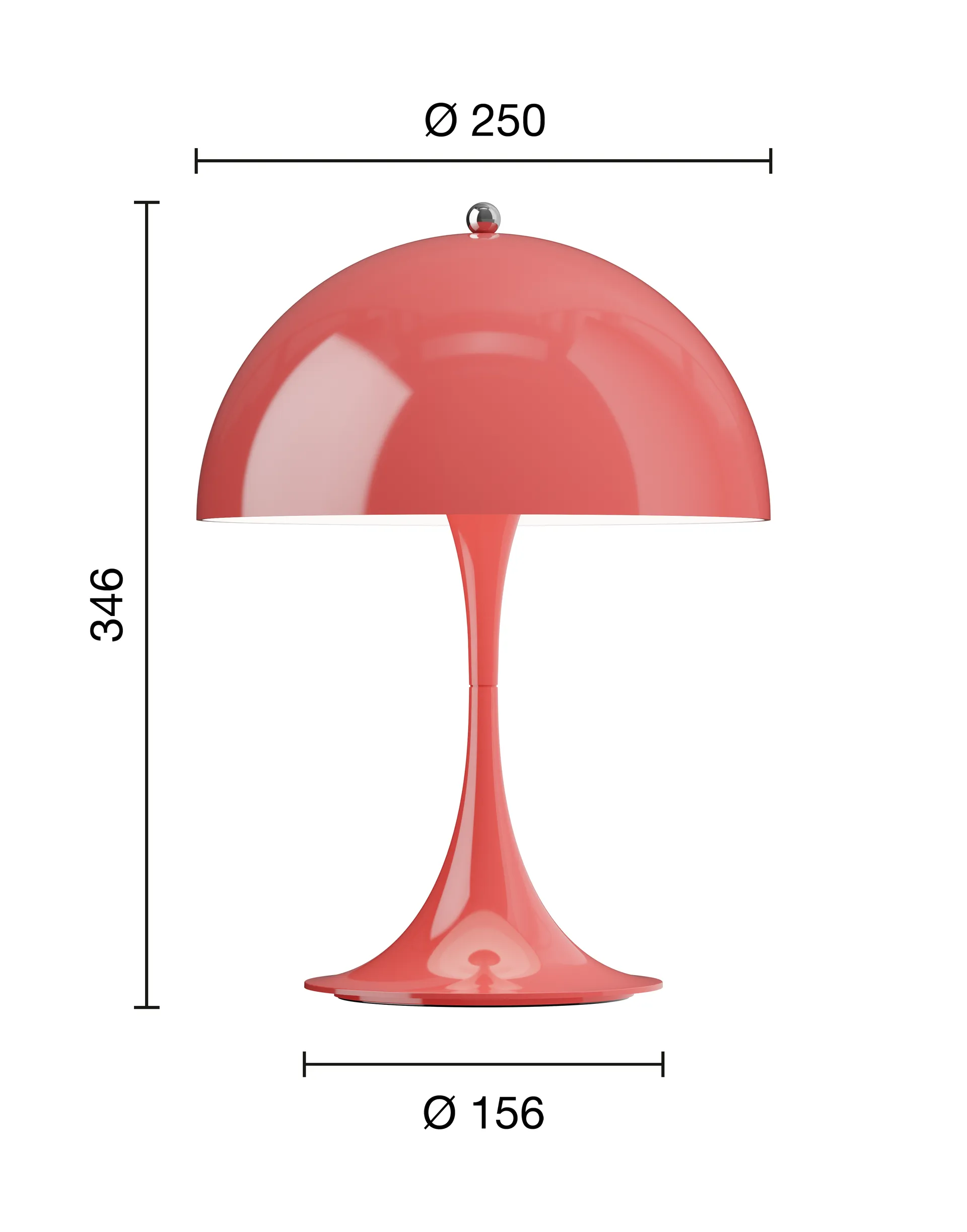 Panthella 250 portable table lamp V3, Opaque coral Louis Poulsen