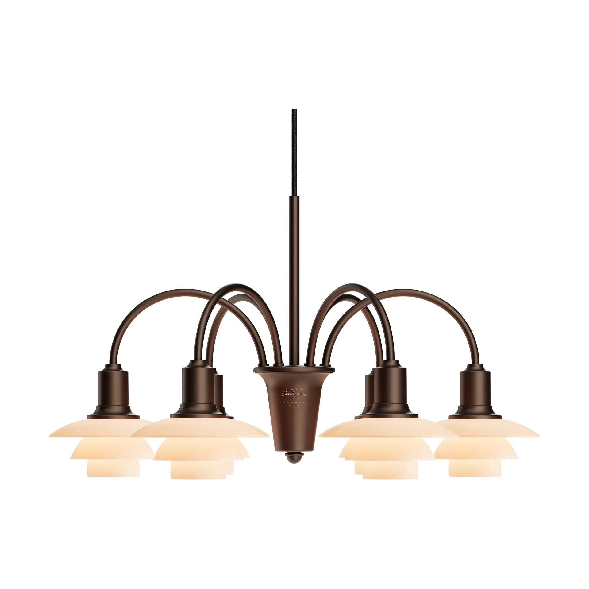 PH 1/1 Chandelier Centenary Edition chandelier, Brass-dusty terracotta, 6 arms Louis Poulsen