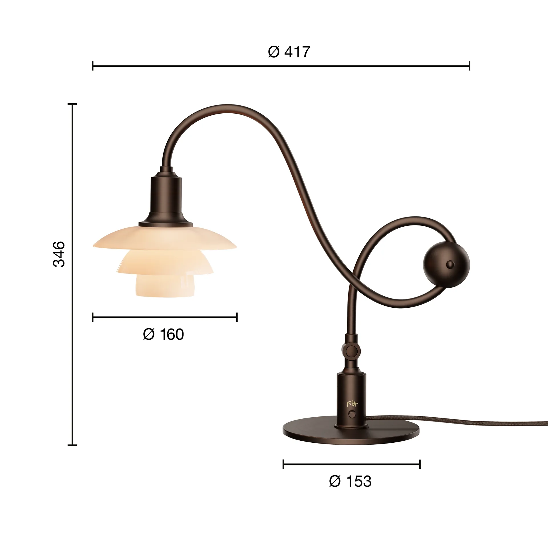 PH 1/1 Piano table lamp, Dusty terracotta Louis Poulsen