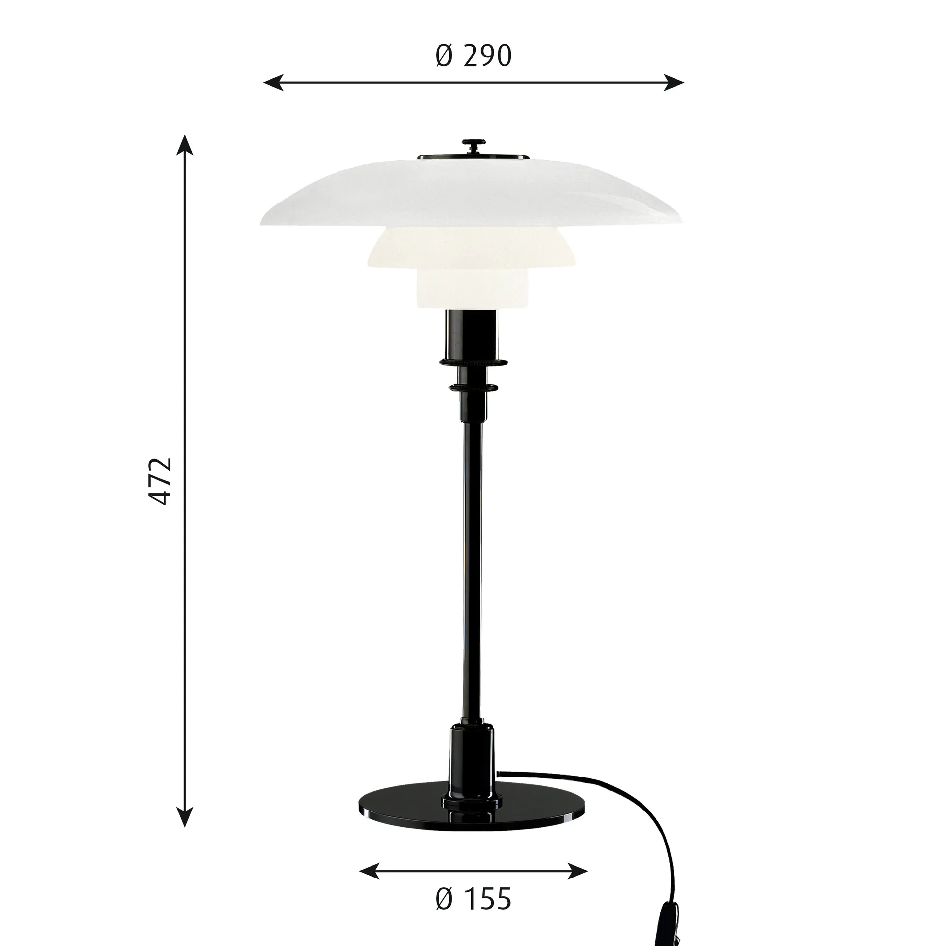 PH 3/2 table lamp, Black Louis Poulsen