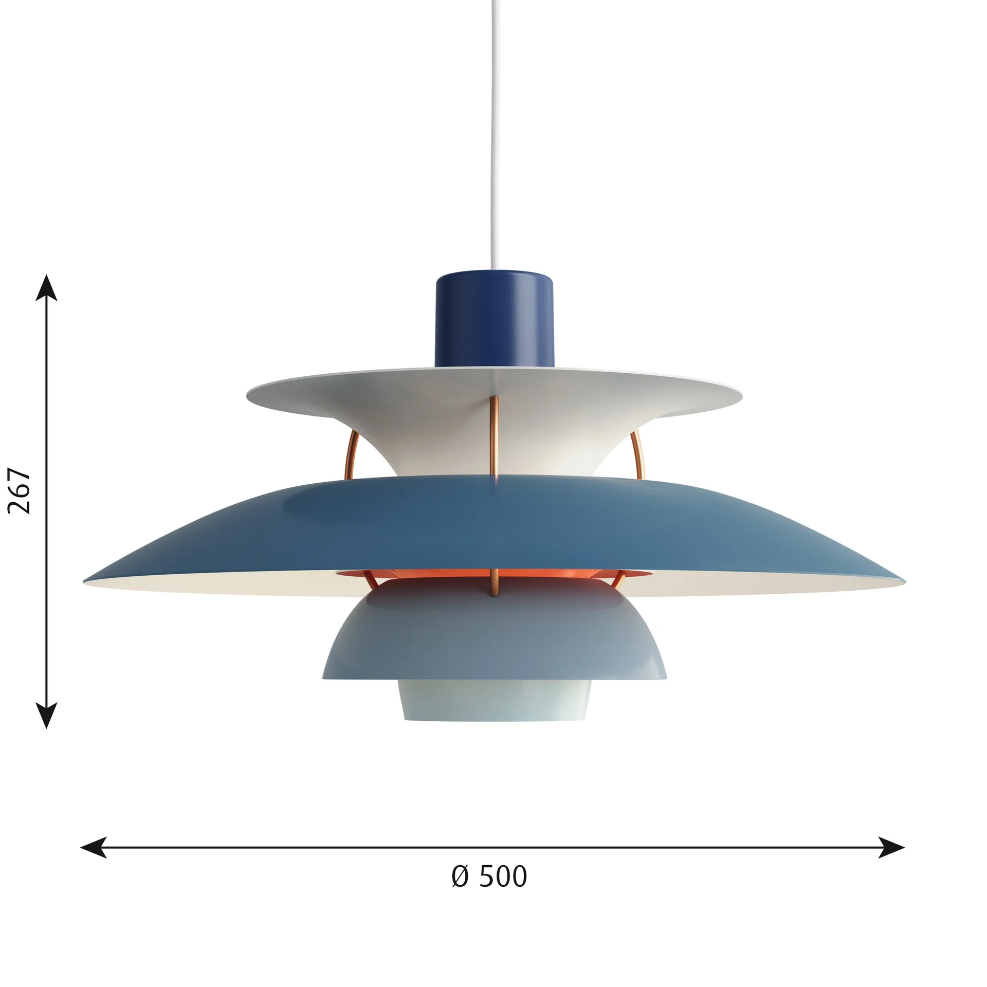 PH 5 pendant lamp, Ø500, Blue Louis Poulsen