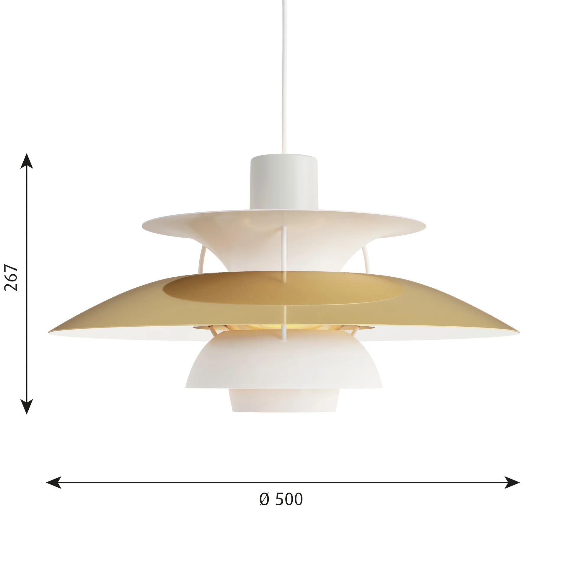 PH 5 pendant lamp, Ø500, Brass Louis Poulsen