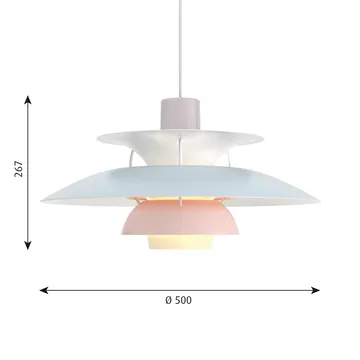 PH 5 pendant lamp - Ø500, Pastel-oyster grey-blue-pink - Louis Poulsen