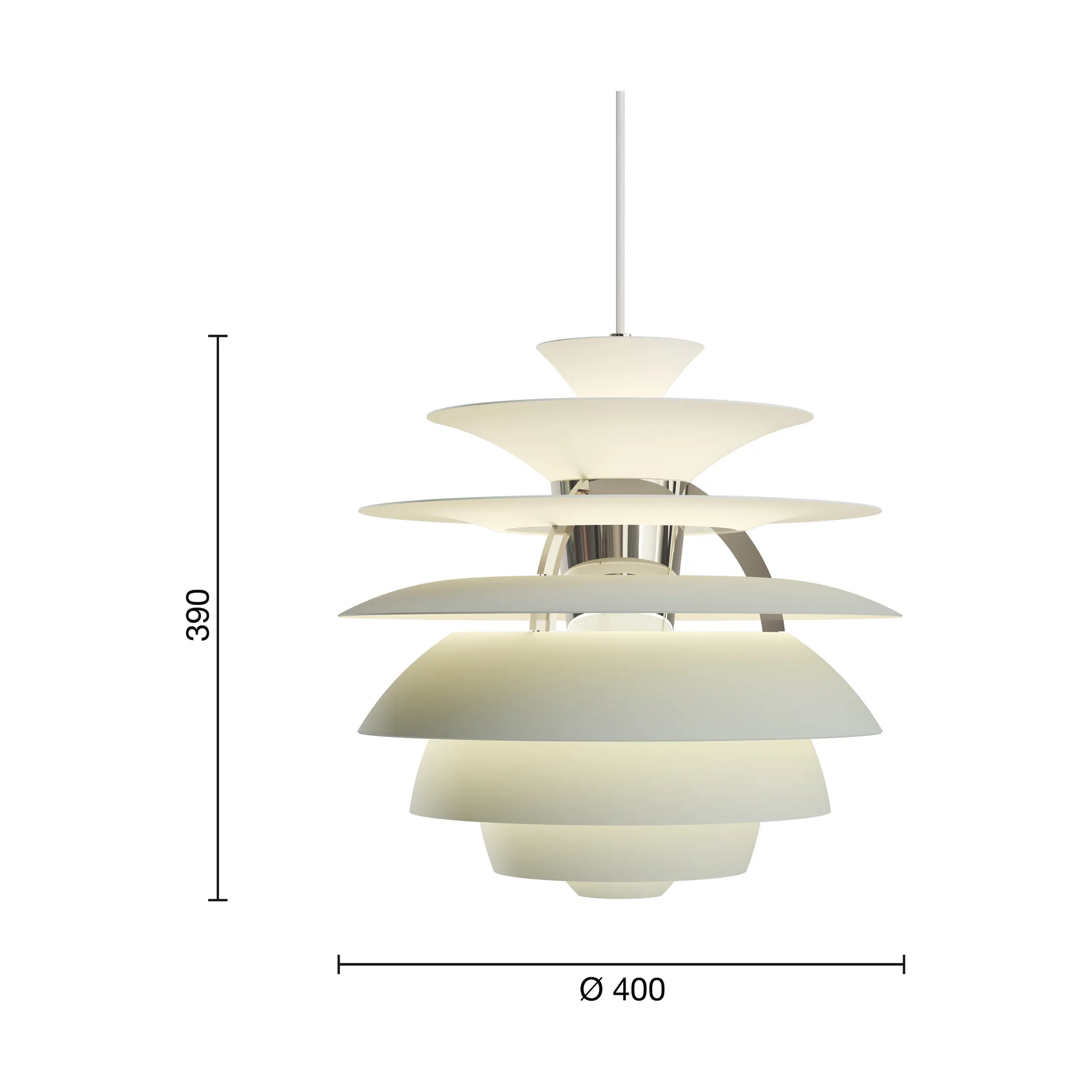 PH Snowball pendant lamp, Dusty green-chrome Louis Poulsen