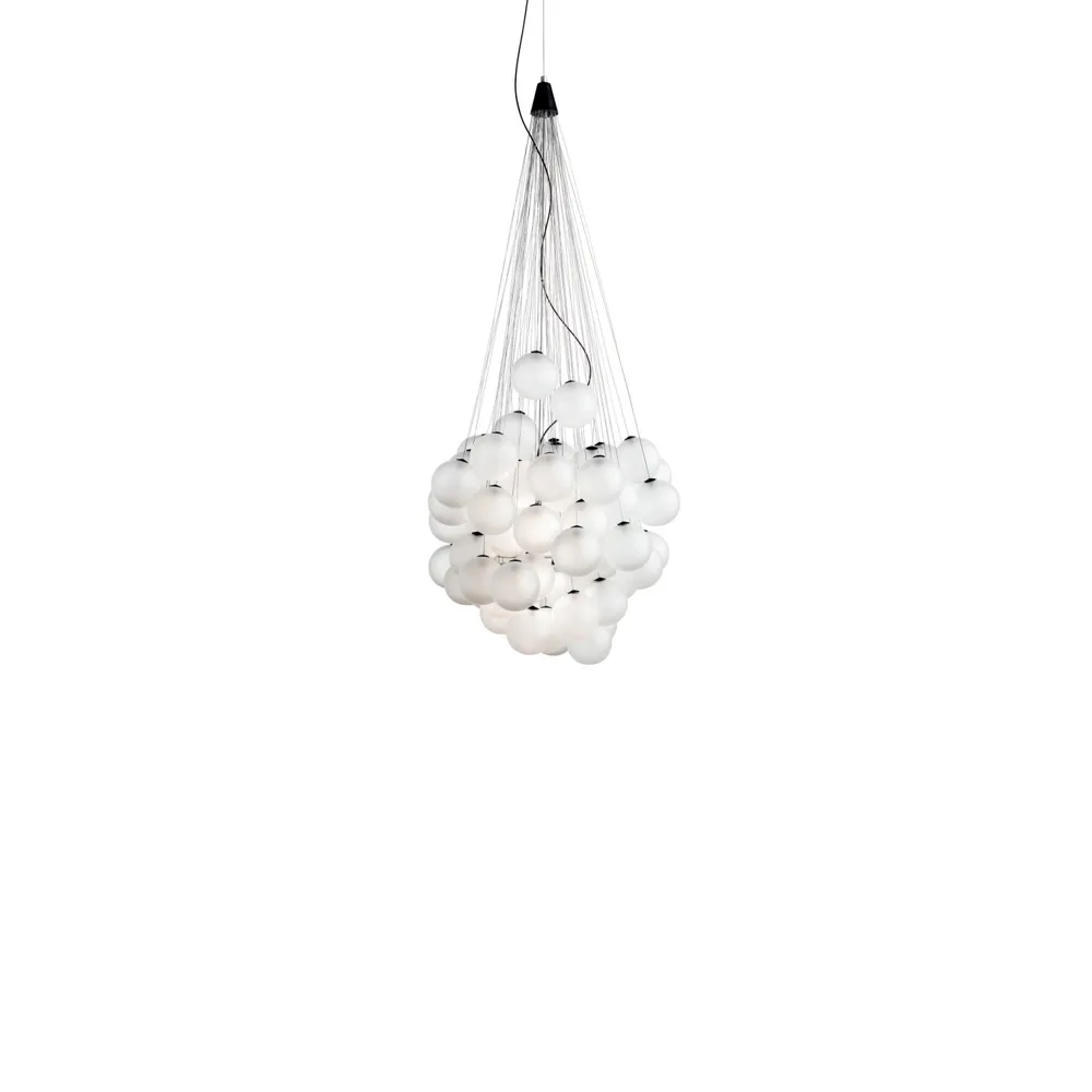 Stochastic pendant lamp, Opal, 48 spheres Luceplan