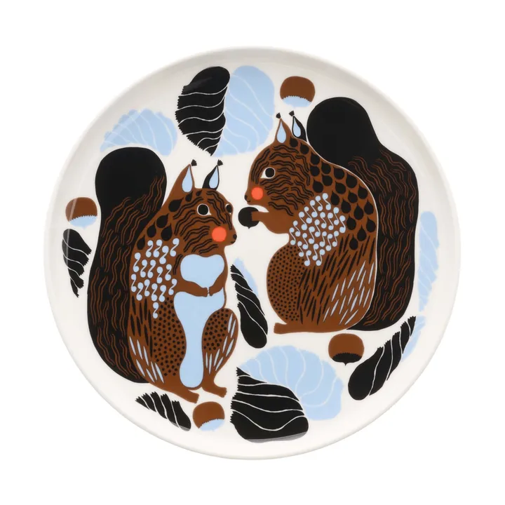 Kurre plate - White-brown-black-light blue - Marimekko