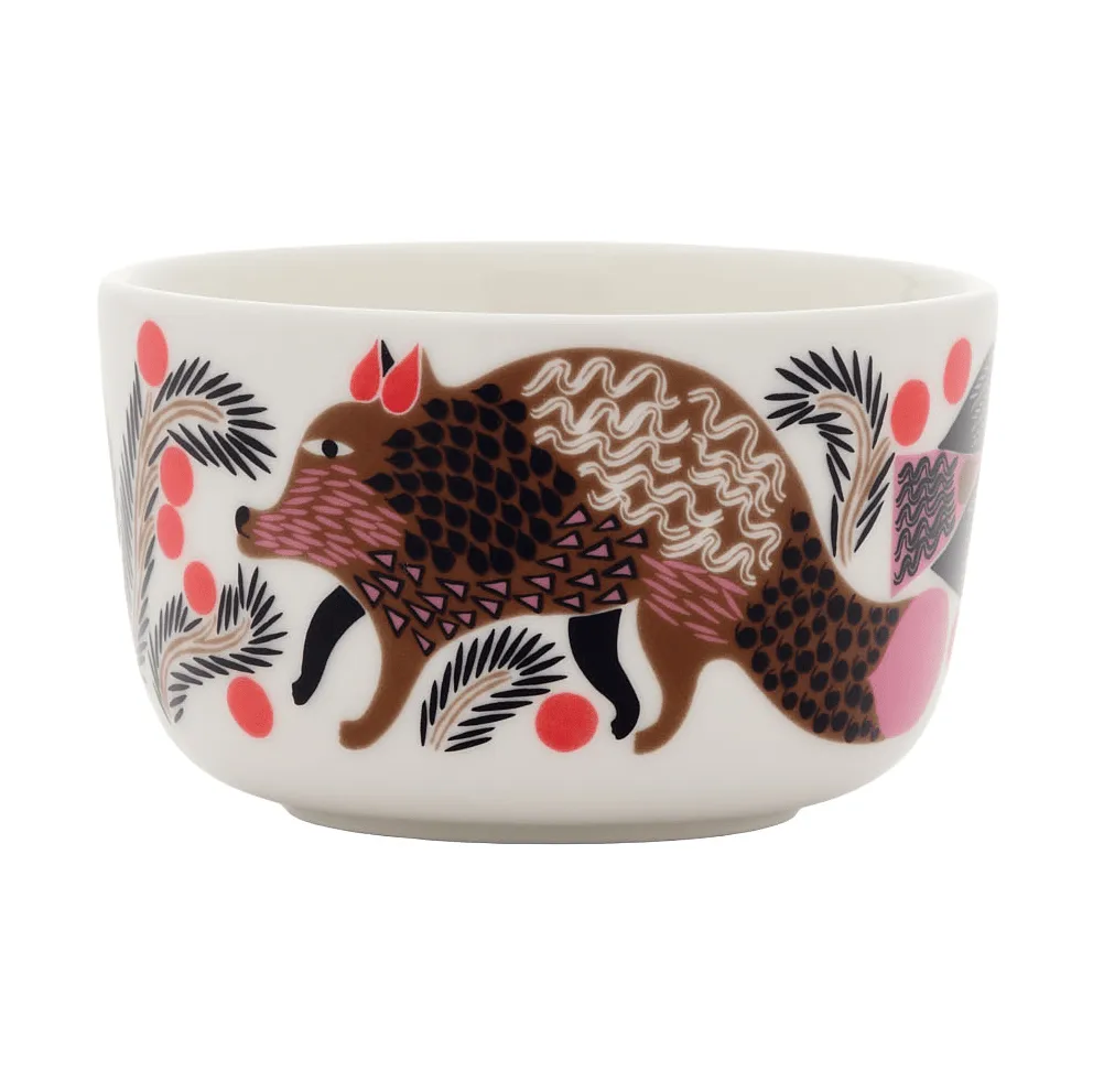 Oiva Ketunmarja bowl 2.5 dl, White-bronze-pink-petrol Marimekko