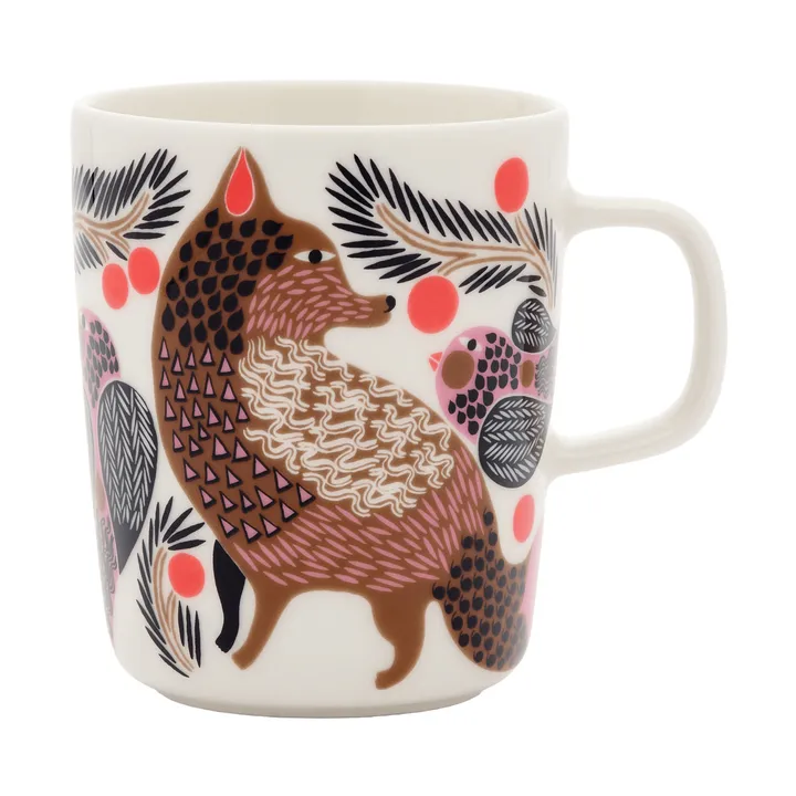 Oiva Ketunmarja mug 25 cl - White-bronze-pink-petrol - Marimekko