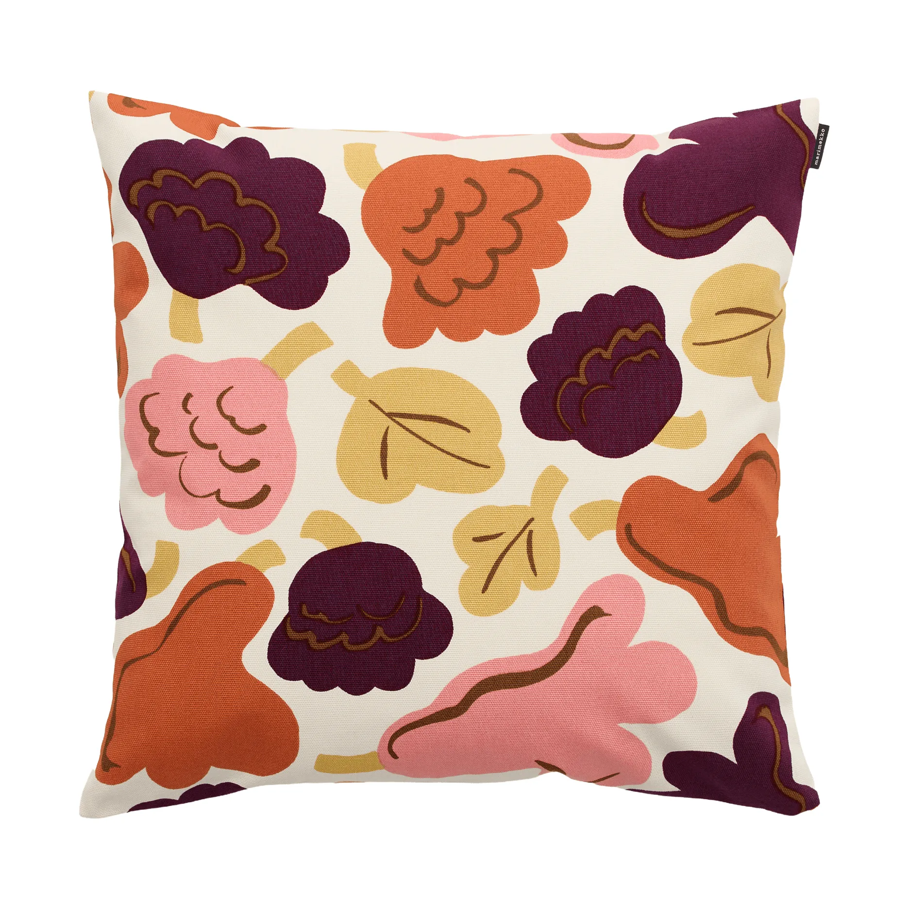 Pieni Kukasta Kukkaan cushion cover, Off white-plum-pink-terracotta, 50x50 cm Marimekko