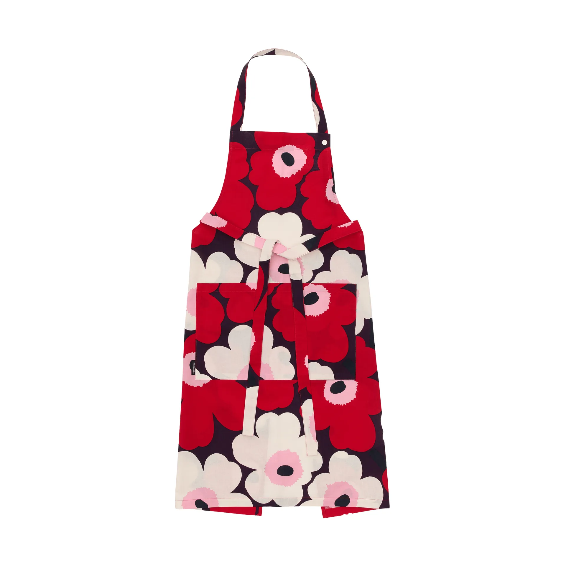 Pieni Unikko apron, Plum-cranberry-off white-rose Marimekko