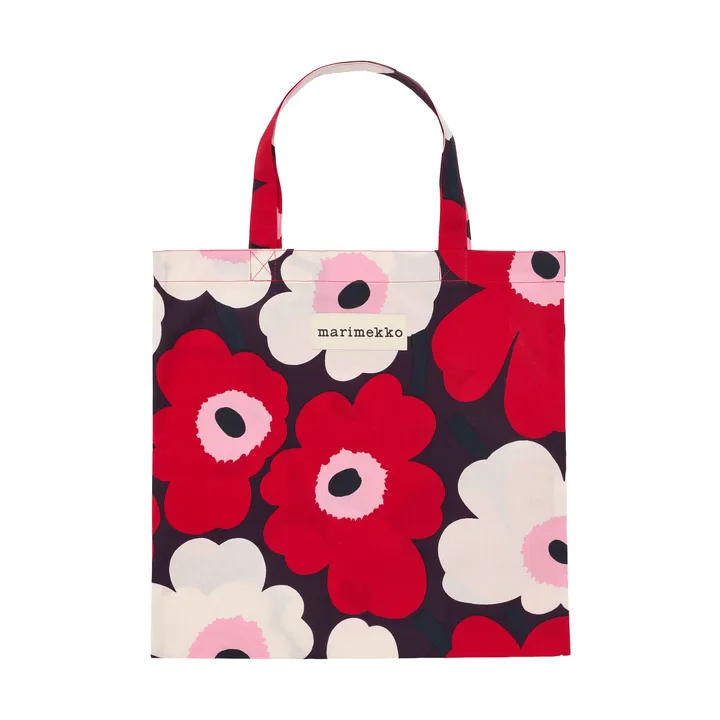 Pieni Unikko bag 44x43 cm - Plum-cranberry-off white-rose - Marimekko