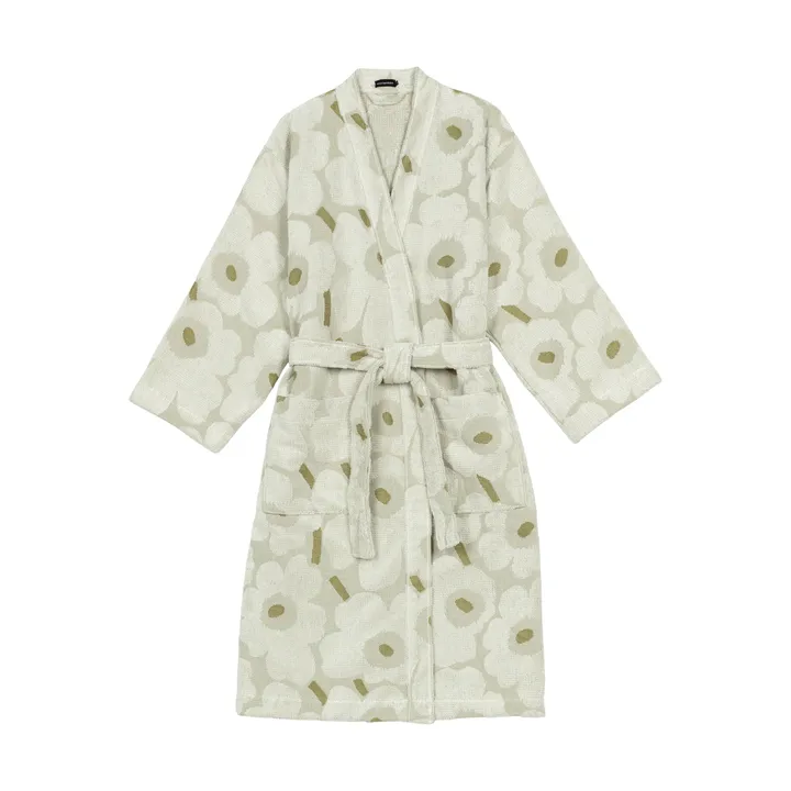 Pieni Unikko bathrobe M - Green umber-cream - Marimekko