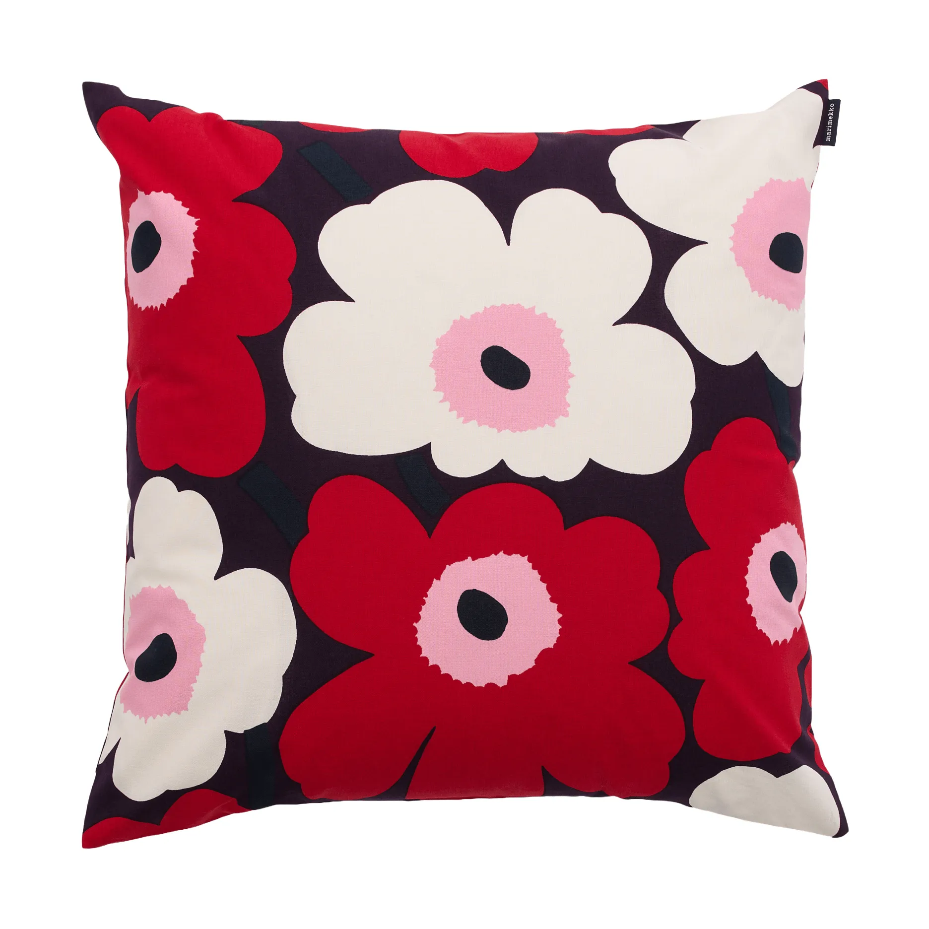 Pieni unikko cushion cover 50x50 cm, Plum-cranberry-off white-rose Marimekko