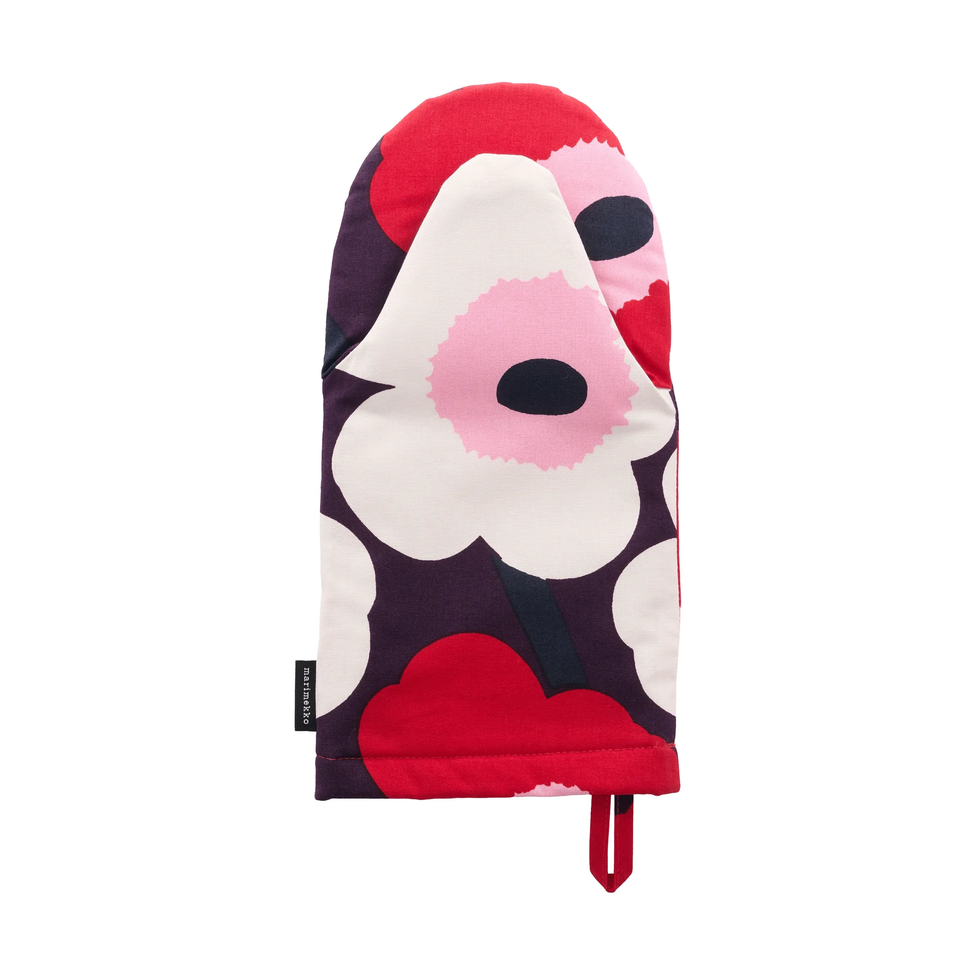 Pieni Unikko oven mitt, Plum-cranberry-off white-rose Marimekko