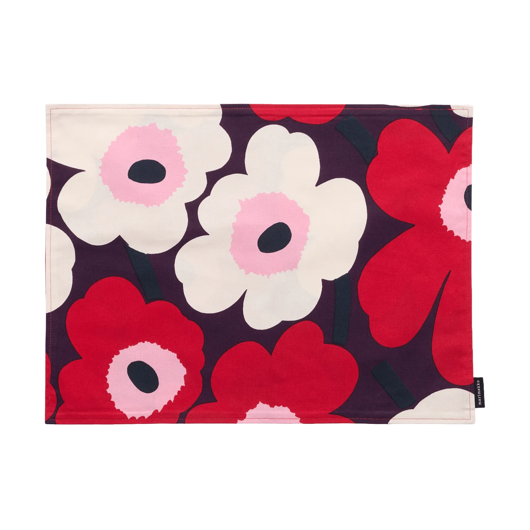 Pieni Unikko placemat acrylic, Plum-cranberry-off white-rose Marimekko