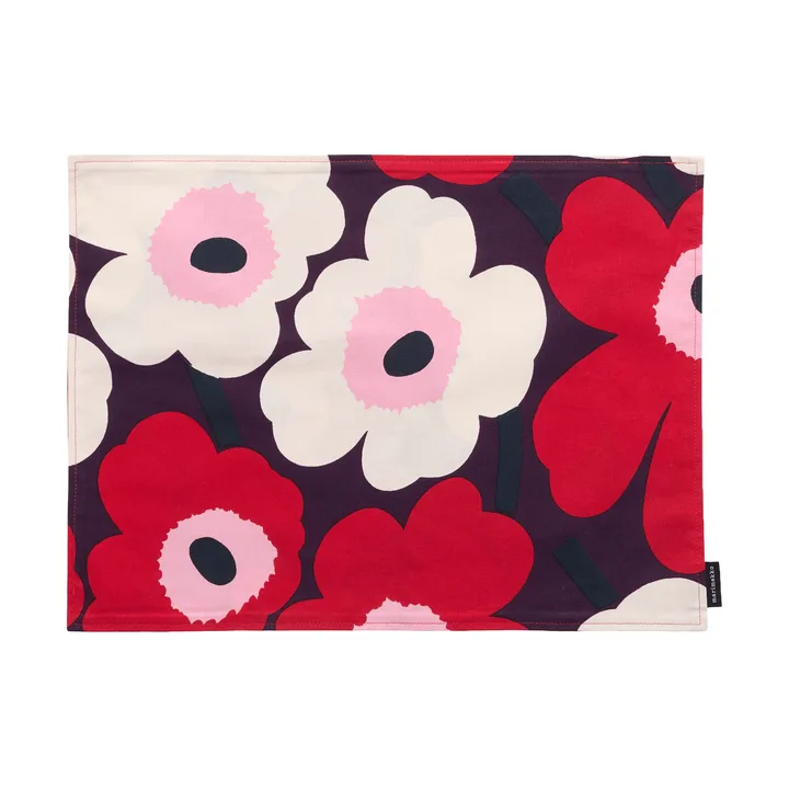 Pieni Unikko placemat acrylic - Plum-cranberry-off white-rose - Marimekko
