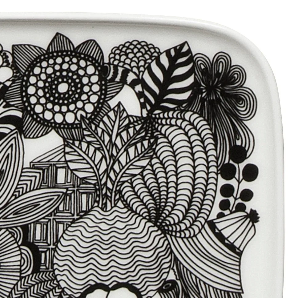 Siirtolapuutarha saucer 15x12 cm, black-white (Finland 100 years) Marimekko