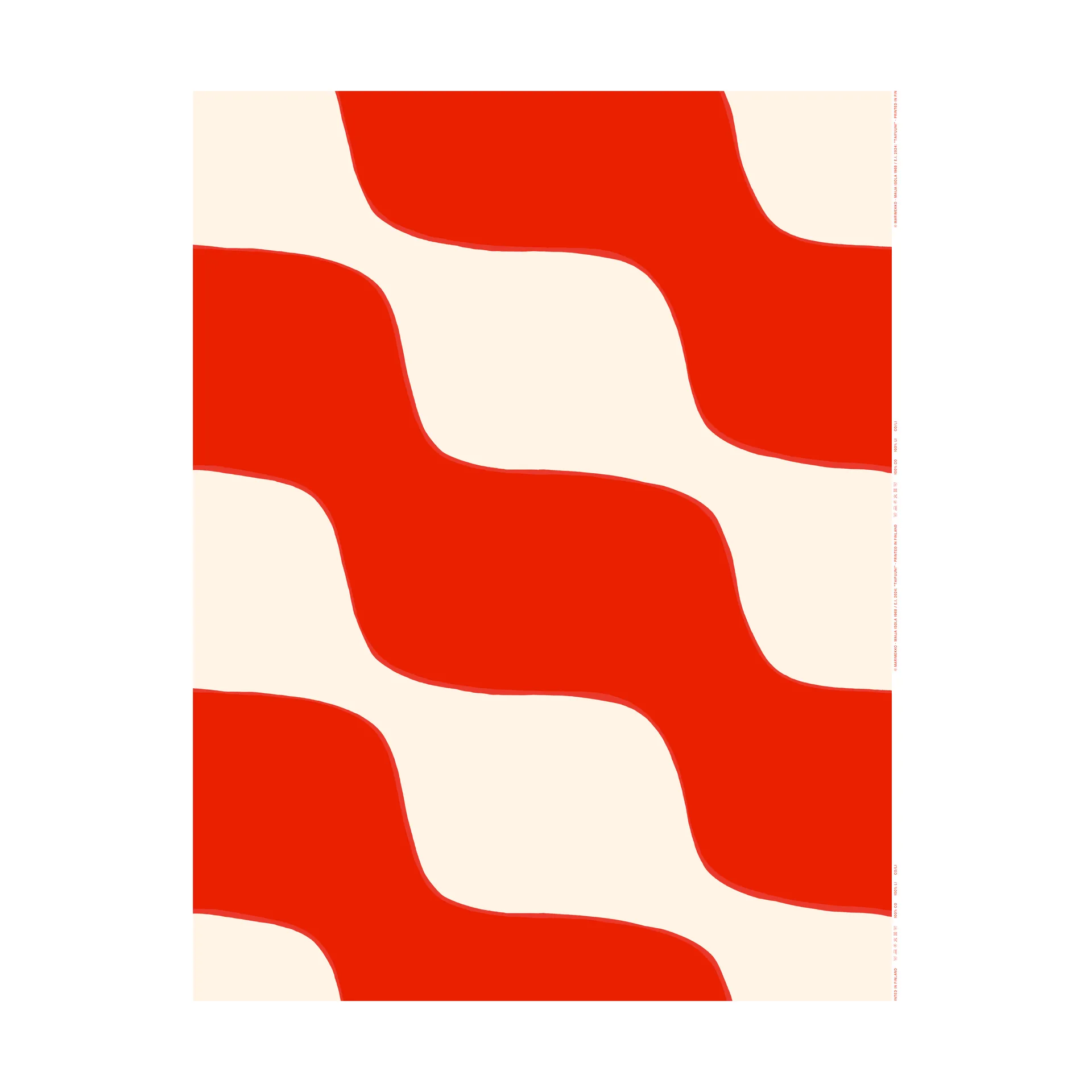 Taifuuni fabric, Natural white, orange red, cotton Marimekko