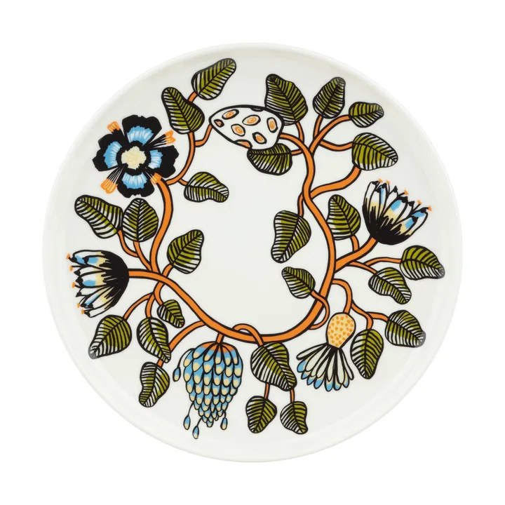 Tiara plate Ø25 cm - White, warm orange, green - Marimekko