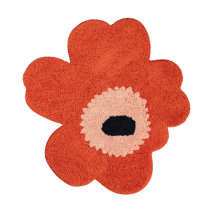 Unikko bathroom mat 73x74 cm - Orange red-powder-charcoal - Marimekko