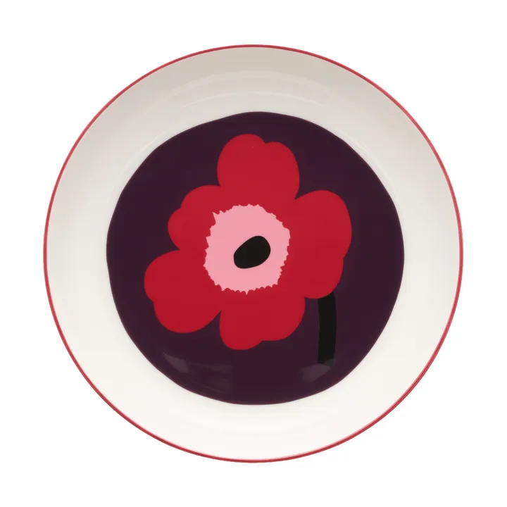 Unikko deep plate Ø20.5 cm - White-plum-cranberry-pink - Marimekko
