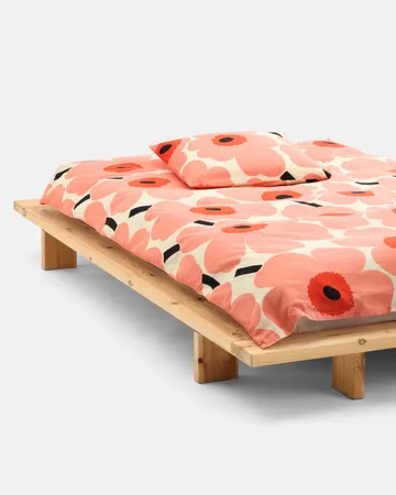 Unikko duvet cover 220x240 cm - Off white-coral-orange red-charcoal - Marimekko