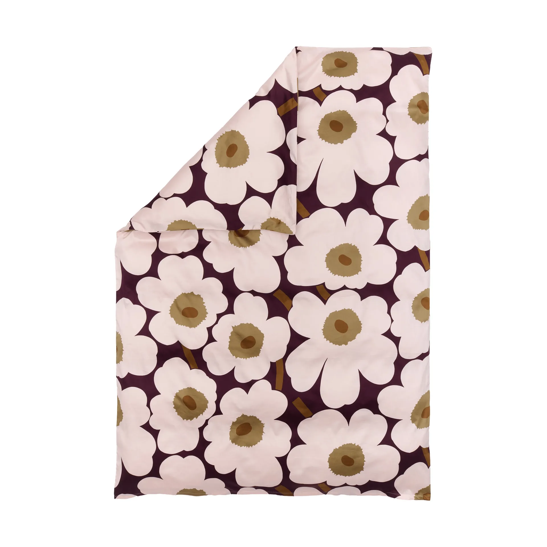 Unikko duvet cover satin 150x210 cm, Plum-pink-elmwood-toffee Marimekko