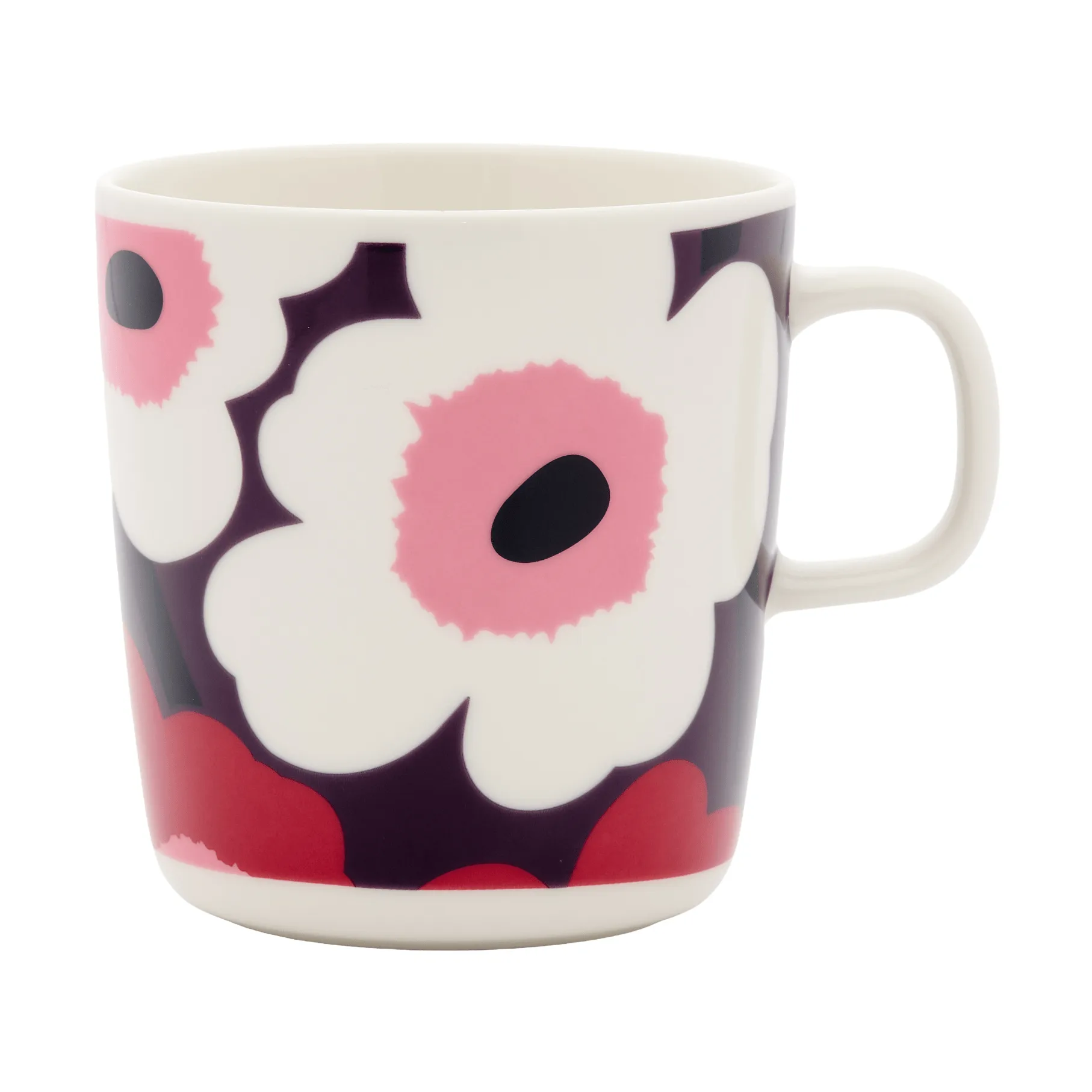 Unikko mug 40 cl, White-plum-cranberry-pink Marimekko
