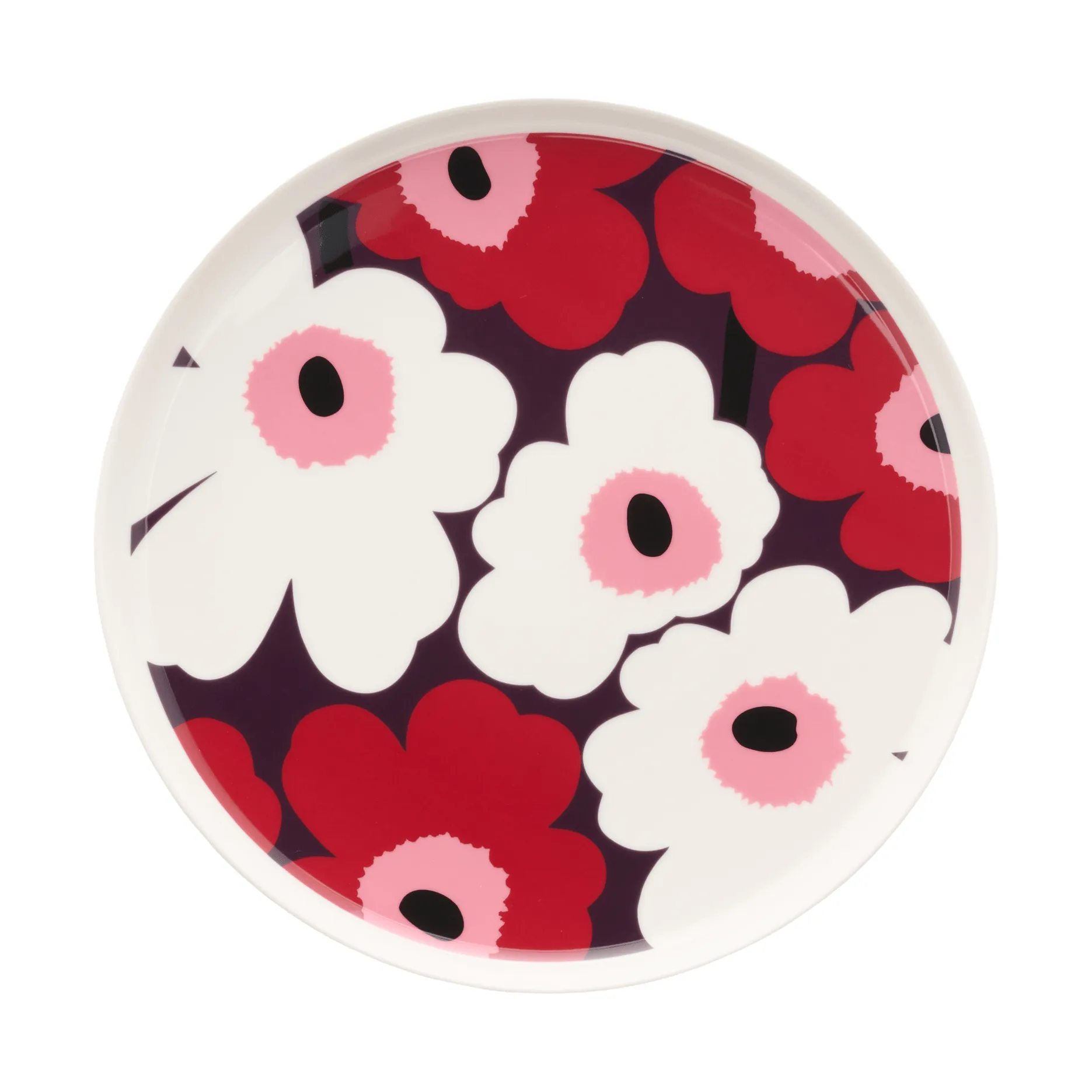 Unikko plate Ø25 cm, White-plum-cranberry-pink Marimekko