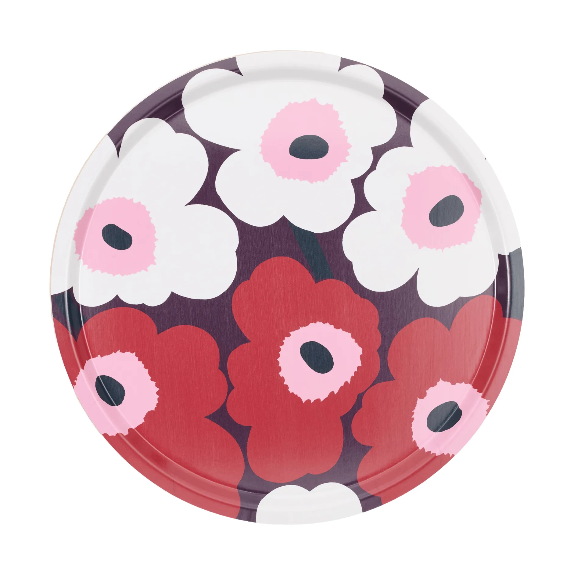 Unikko tray, Plum-cranberry-off white-rose, Ø46 cm Marimekko