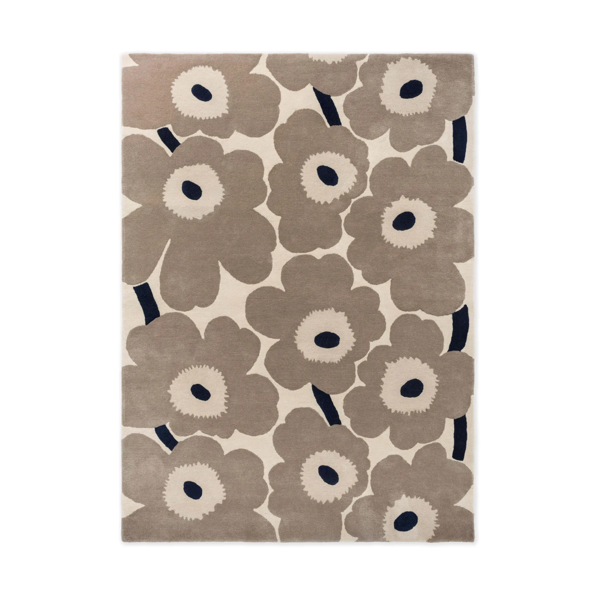 Unikko wool rug, Greige, 170x240 cm Marimekko