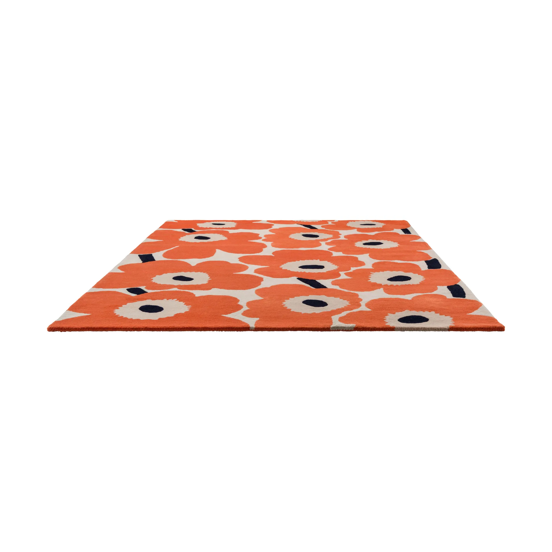 Unikko wool rug, Orange red, 140x200 cm Marimekko