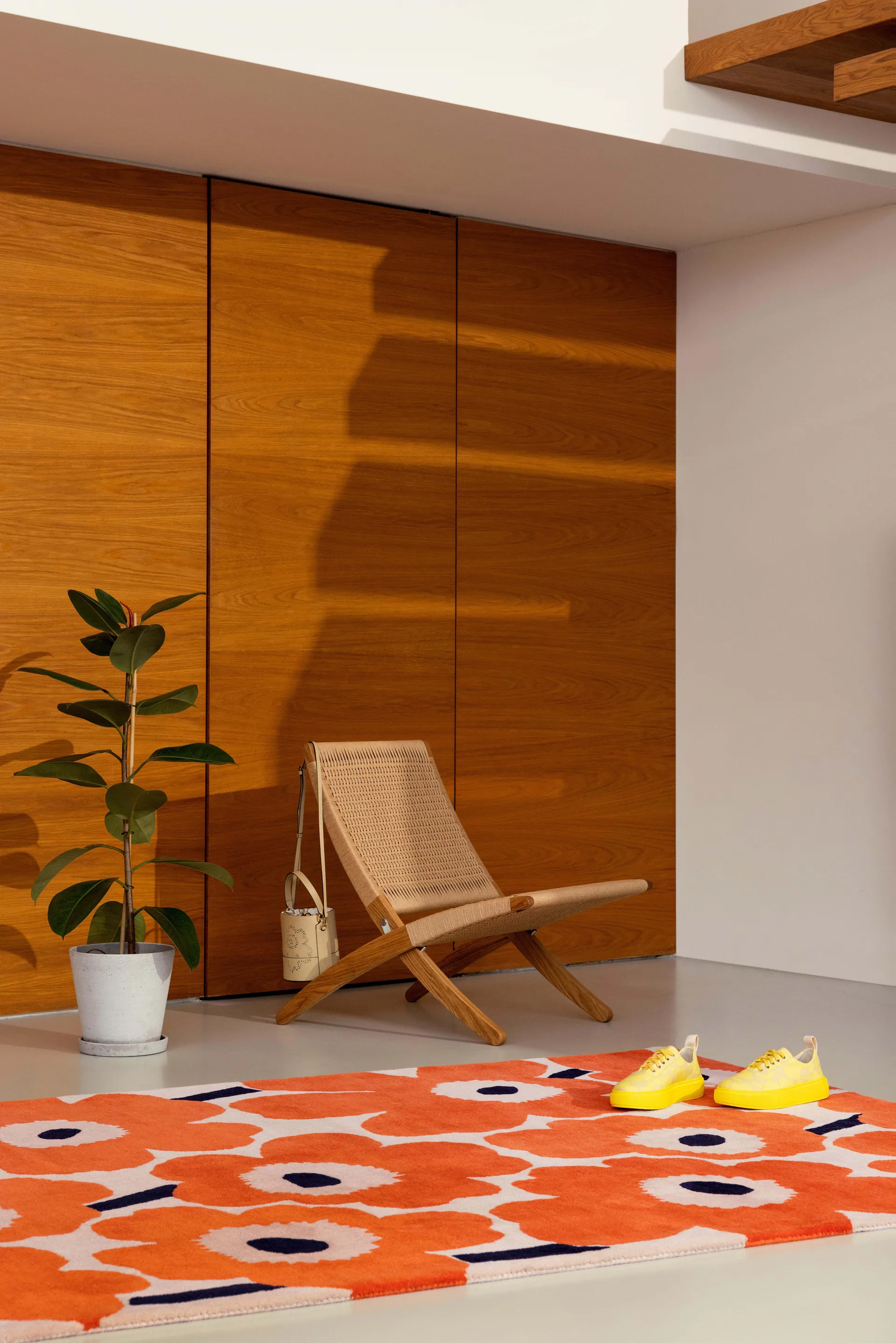 Unikko wool rug, Orange red, 250x350 cm Marimekko