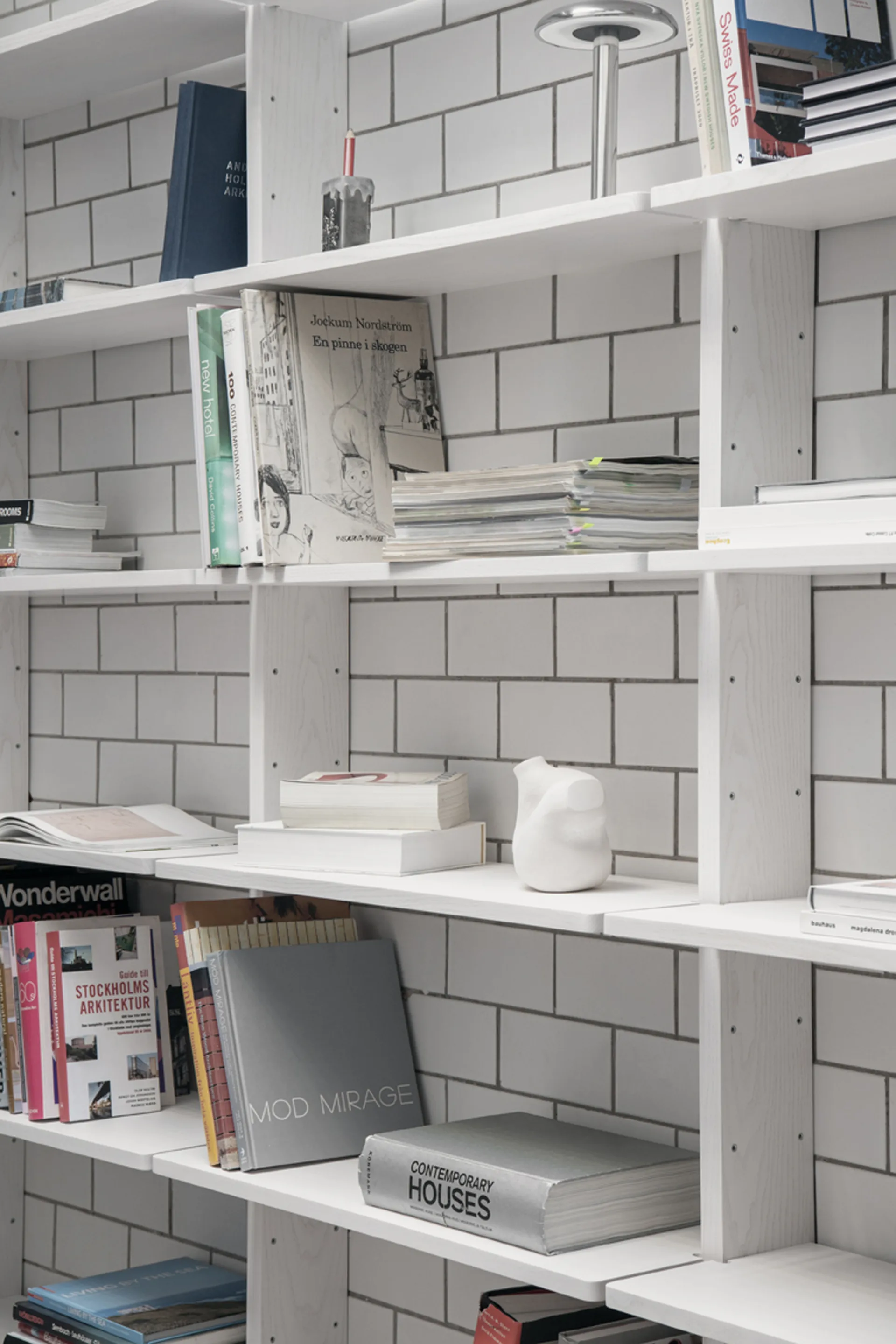 Gridlock Shelf W800 shelf, White stained Ash Massproductions