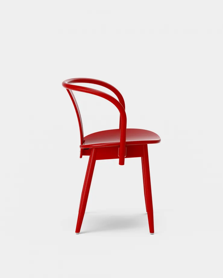 Icha chair, Red varnished beech Massproductions