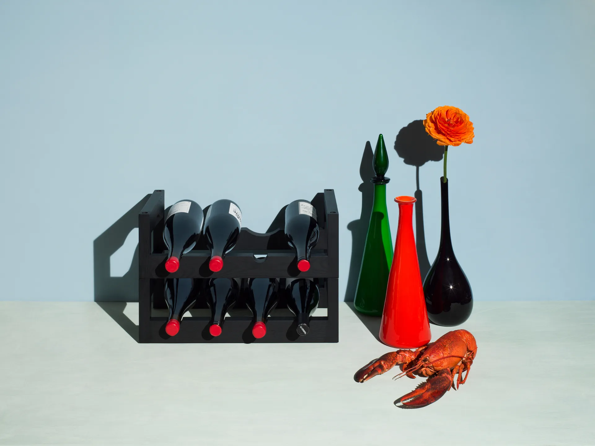 Silo stapelbart wine rack, Black oiled box Massproductions