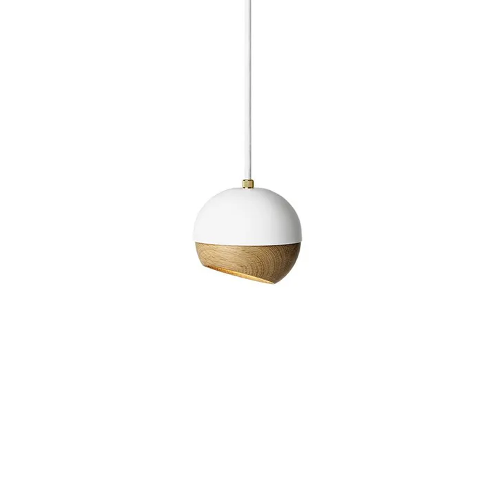 Ray pendant lamp - white, small, oak detail on screen - Mater