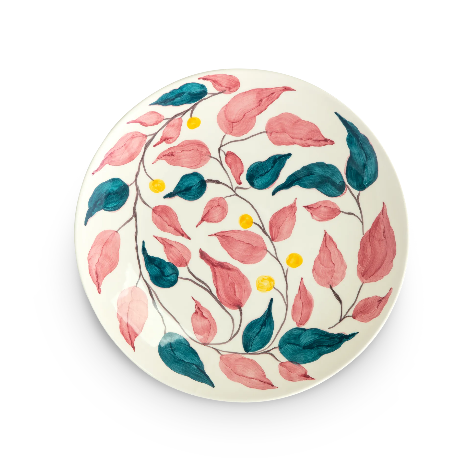 Flowers leaves serving platter Ø34 cm, White Mateus