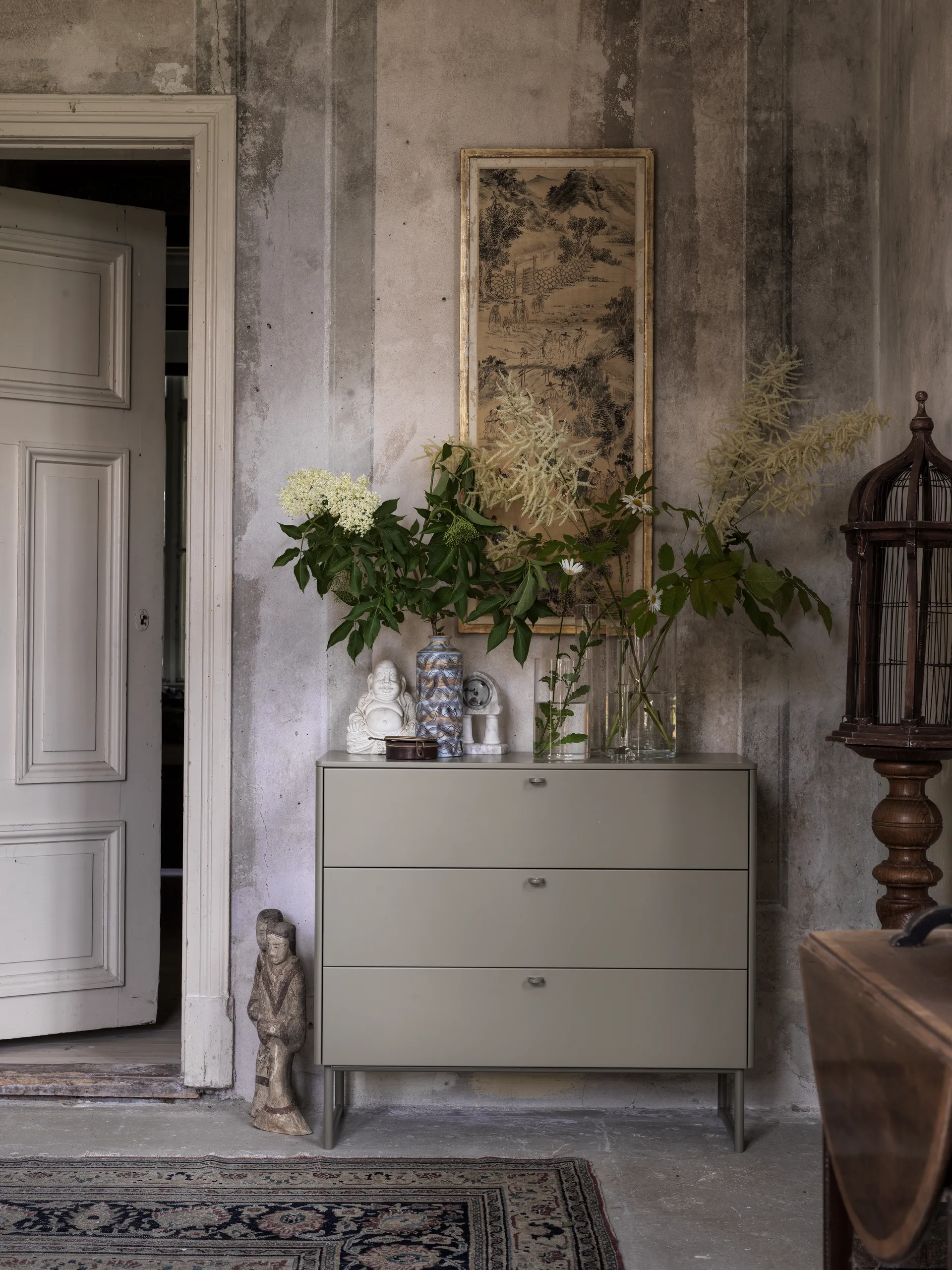 Deus chest of drawers 3 drawers, Olive grey Mavis