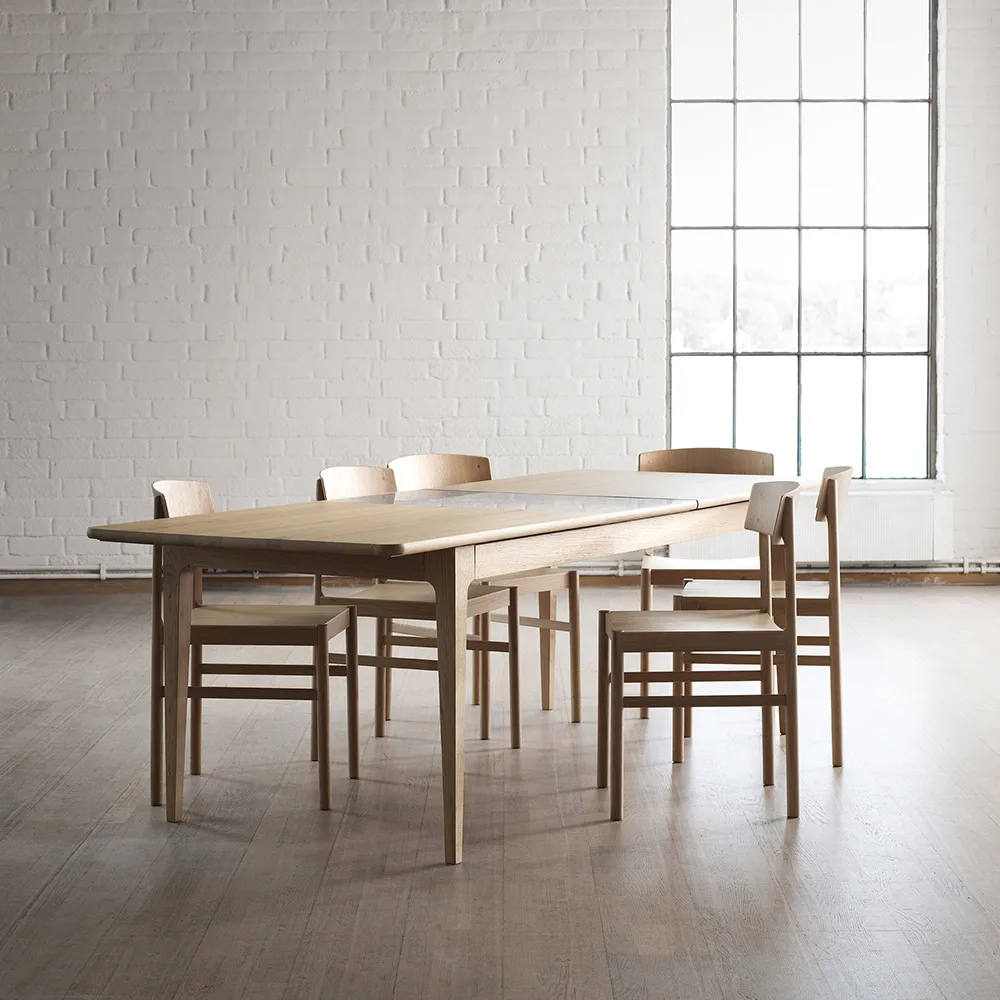 Höllviken dining table, oak white-pigmented matte lacquer, 1 leaf, oak 50 cm Mavis