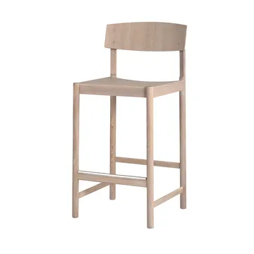 Rod barstool 65 cm - White waxed oak - Mavis