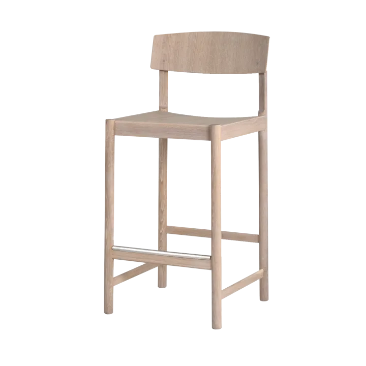 Rod barstool 65 cm - White waxed oak - Mavis