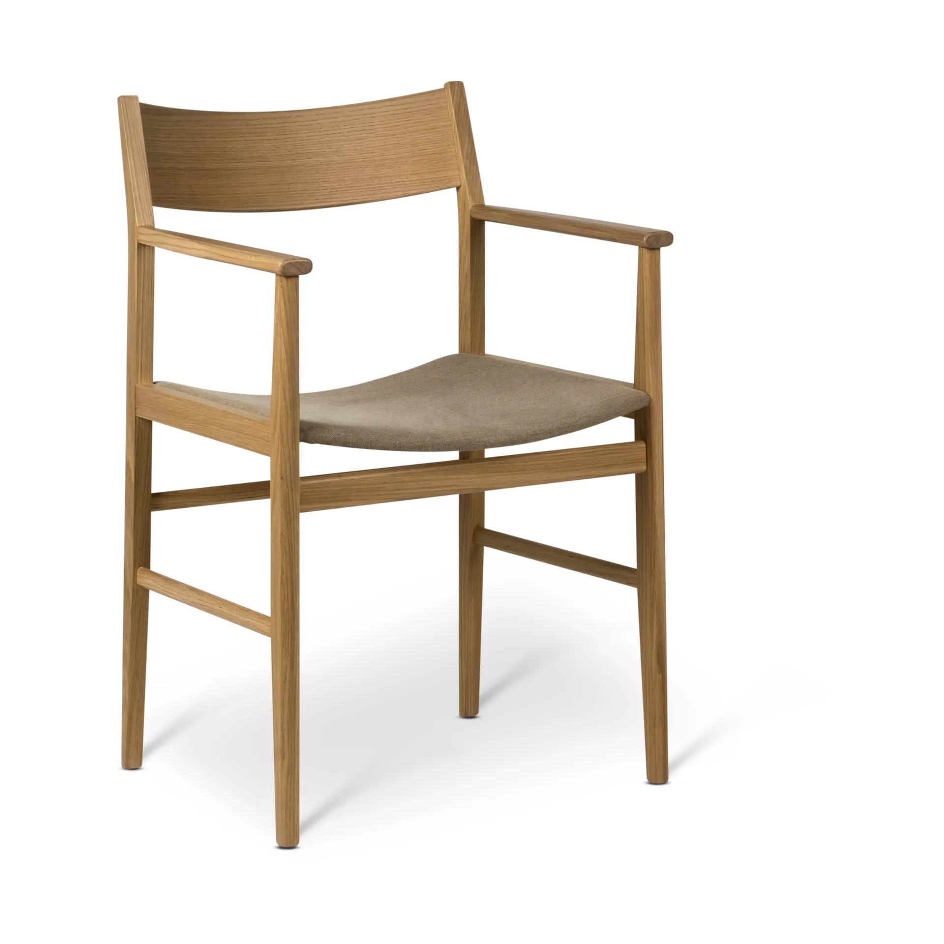 Siza armchair, White pigmented oak-linen seat Mavis
