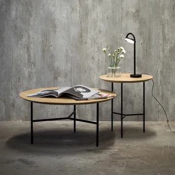 Tribeca side table - oak oil rustic, white legs, ø47 cm - Mavis