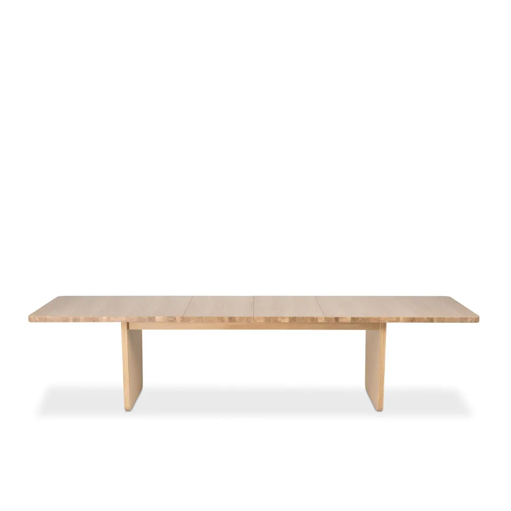 Vaud dining table, White pigmented oak, 2 pcs inserts Mavis