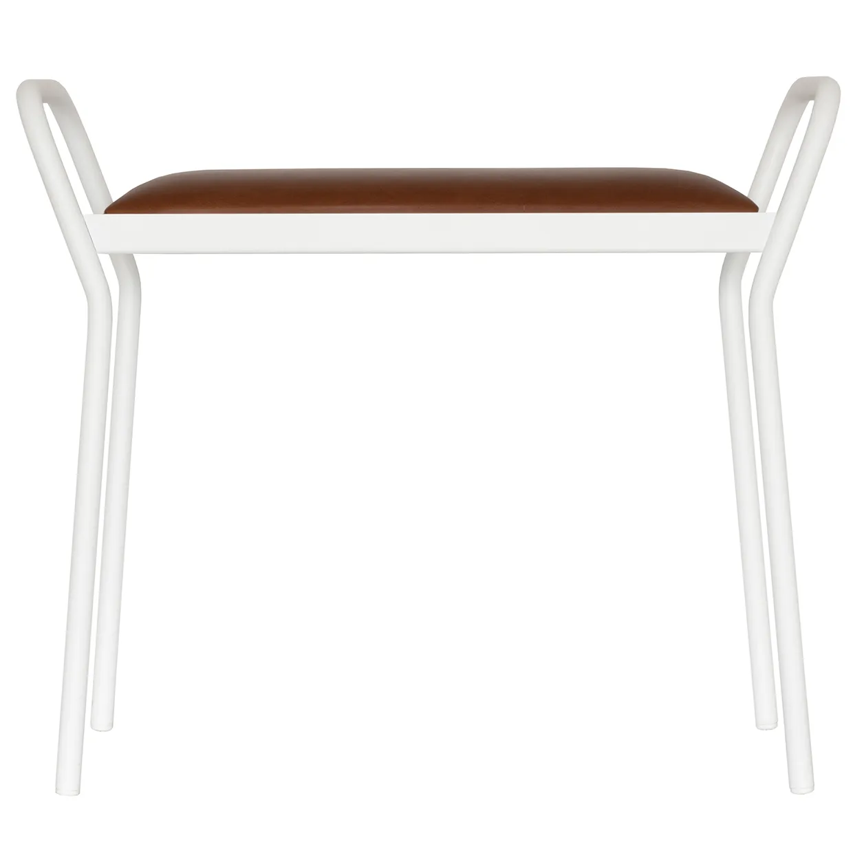 Anyone stool, White with vintage cognac leather Maze