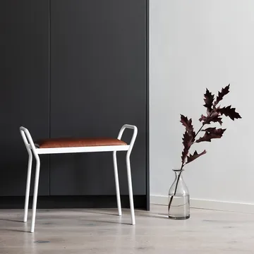 Anyone stool - White with vintage cognac leather - Maze