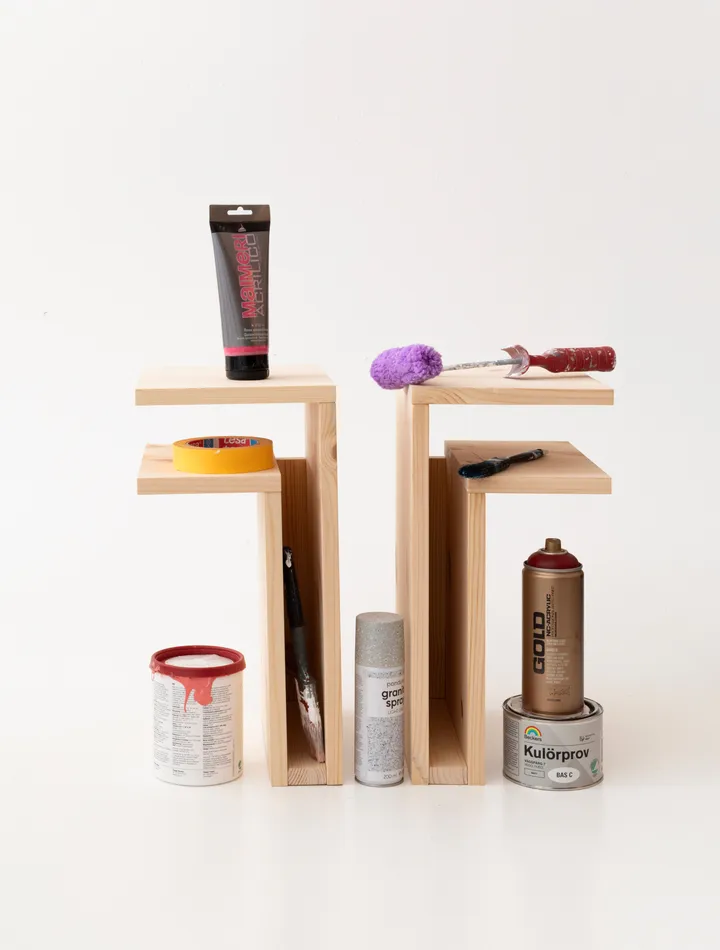 F-shelf Play DIY wall shelf - Pine, left - Maze