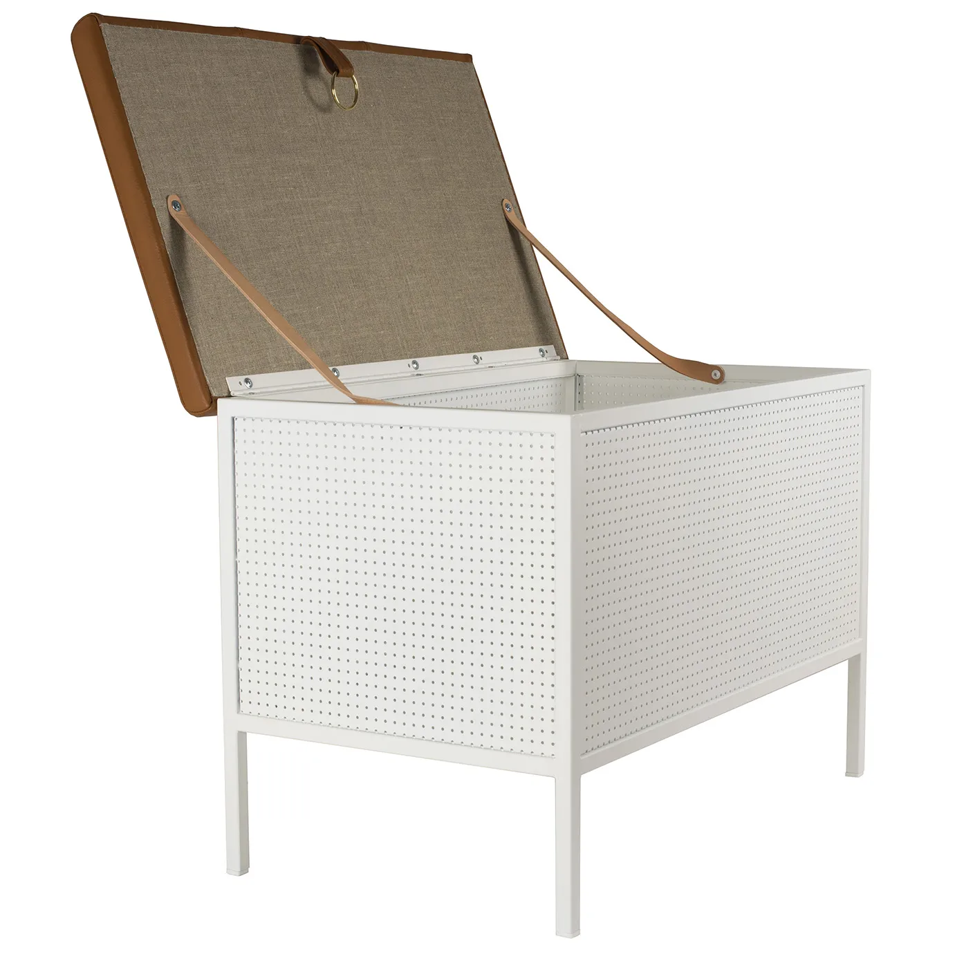 Frank storage bench, White-Cognac Maze