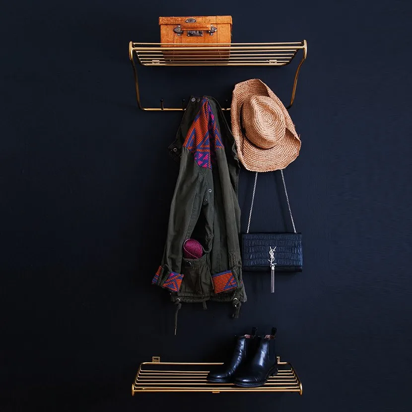 Hat rack shelf, brass Maze